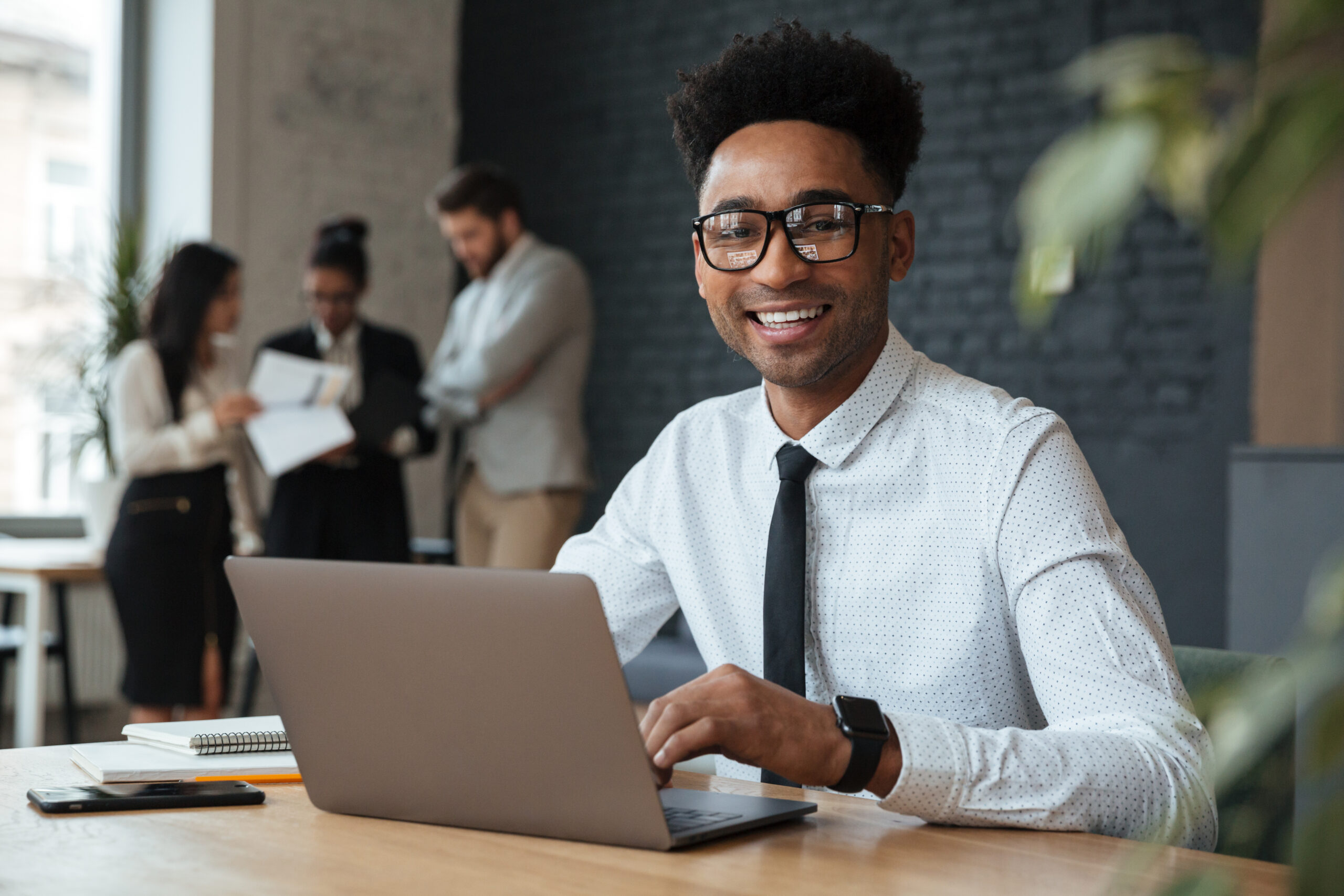 Businessman happy with new job hiring